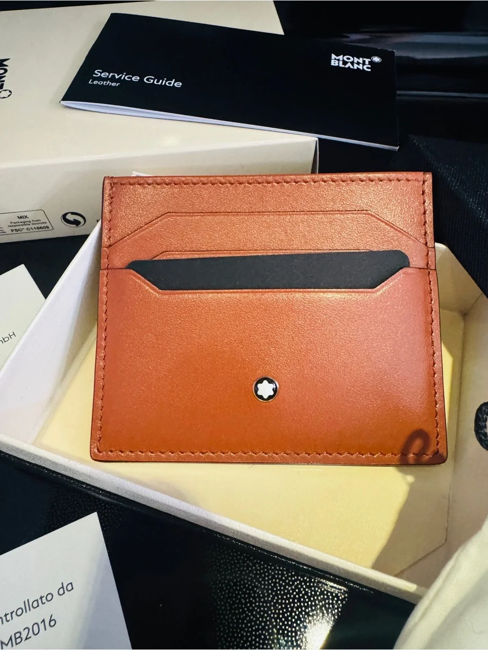 Montblanc Meisterstück 6CC Leather Card Holder Rust Brown NWT Complete Set